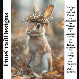 ウードランドのウサギ、花、果実CF8デコパージュ 薄葉紙