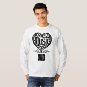 ウード愛好家のための優雅なスクロールハート Tシャツ (正面フル)