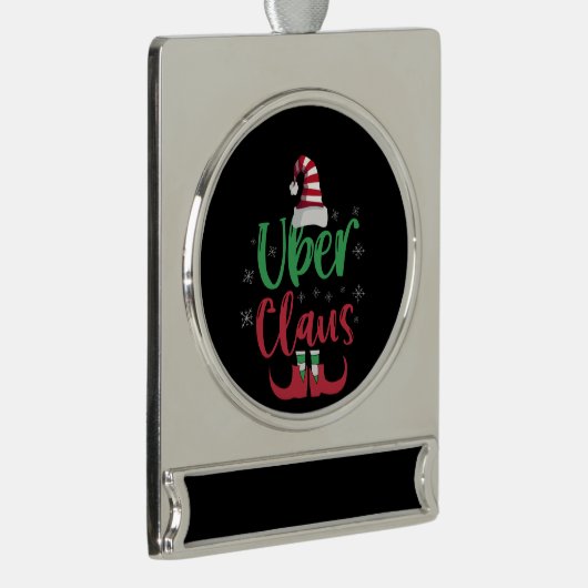 ウーバークロースおもしろいサンタファミリーマッチングギフト シルバープレートバナーオーナメント (右)