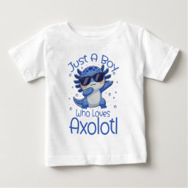 ウーパールーパーが大好きな少年 ベビーTシャツ