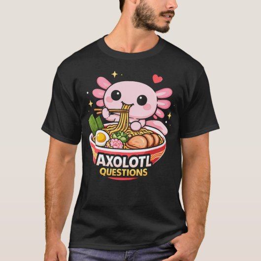 ウーパールーパーのかわいいラーメン Tシャツ (正面)