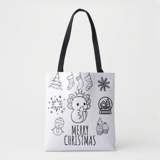 ウーパールーパーのクリスマス トートバッグ (正面)