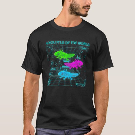 ウーパールーパーの世界 楽しいグリッド Tシャツ (正面)