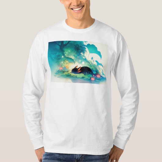 ウーパールーパーの秘密の花の池の隠れ家 Tシャツ (正面)