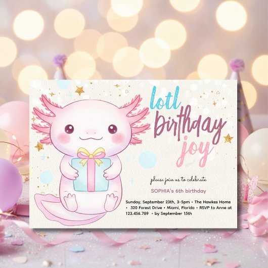 ウーパールーパーの誕生日おめでとう 招待状