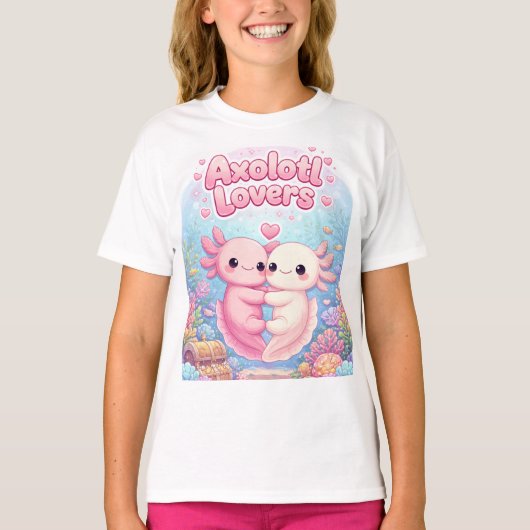 ウーパールーパー愛が溢れるかわいいデザインTシャツ Tシャツ (正面)