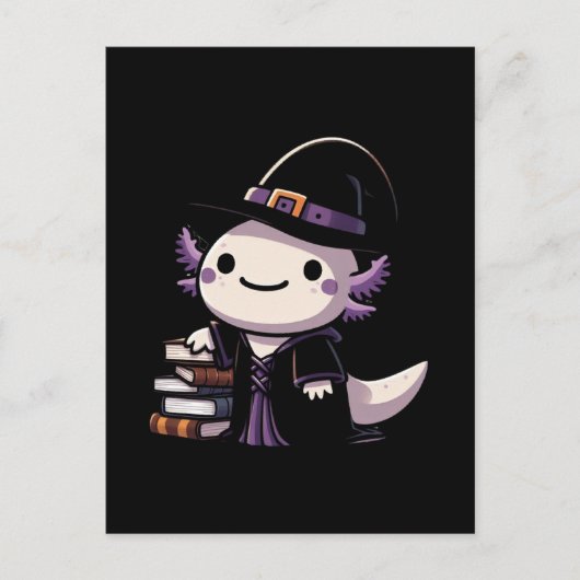 ウーパールーパー魔女 - かわいいハロウィン ポストカード (正面)