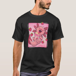 ウーパールーパー ストロベリー ミルクシェイク カートン 日本の女の子 Tシャツ