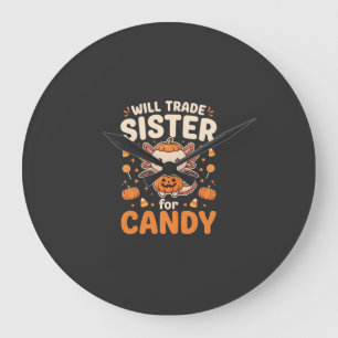 ウーパールーパー ハロウィン お菓子のトレード ベクター デザイン_1 ラージ壁時計