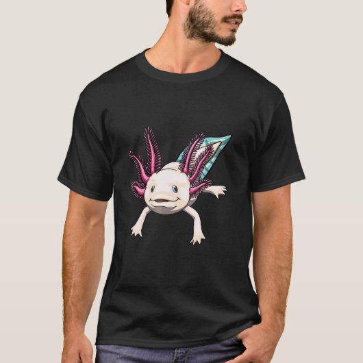 ウーパールーパー ハート レインボー 女性 メキシコの魚 両生類 Tシャツ (正面)