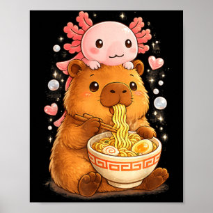 ウーパールーパー+ラーメン+アニメ+かわいい+カピバラ ポスター