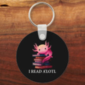 ウーパールーパー 本好き司書 読書 ライブラリーハumor キーホルダー (正面)