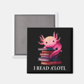 ウーパールーパー 本好き司書 読書 ライブラリ 面白い マグネット (正面/裏面)