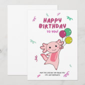 ウーパールーパー 誕生日おめでとう ウーパールーパーたちへ 誕生日 招待状 (正面/裏面)