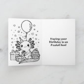 ウーパールーパー 誕生日 +ぬりえ カード (内部)