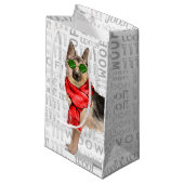 ウーフアートとドイツの羊飼いのクリスマスドッグ スモールペーパーバッグ (正面アングル)