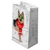 ウーフアートとドイツの羊飼いのクリスマスドッグ スモールペーパーバッグ (裏面アングル)