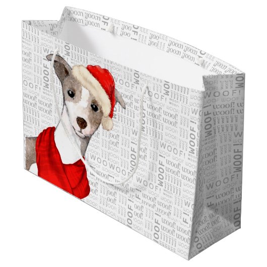 ウーフアートグレイハウンドおもしろいドイタリアングクリスマス ラージペーパーバッグ (裏面アングル)