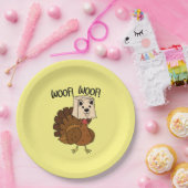 ウーフウォフサンクスギビングおもしろいターキーディナー ペーパープレート (パーティー)