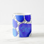 ウーフタイポグラフィブルードッグポープリントペットモダンおもしろい モーフィングマグカップ (中央)