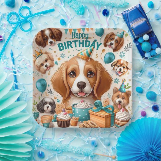 ウーフタスティック犬をテーマにした誕生日パーティー食器 ペーパープレート (パーティー)
