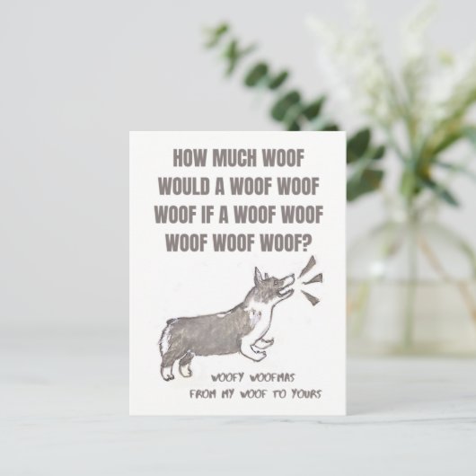 ウーフマ：コルギのほえ声のあるクリスマスカード ポストカード (スタンド正面)