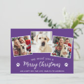 ウーフメリークリスマスパーソナライズされたペット犬の写真 シーズンカード (スタンド正面)
