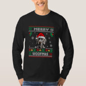 ウーフメリーマスワイマラナードッグおもしろいクリスマスアグリ Tシャツ (正面)