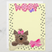 ウーフレターヘッドの机からピンク色のプリント (正面/裏面)