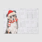 ウーフワードアートとオーストラリアの羊飼いサンタ・ドッグ 薄葉紙 (正面)