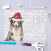 ウーフワードアートとオーストラリアの羊飼いサンタ・ドッグ 薄葉紙 (クラフト)