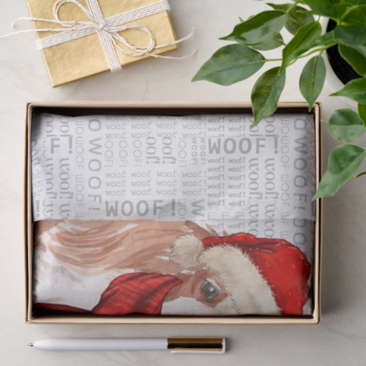 ウーフワードアートとクリスマスコッカースパニエル犬 薄葉紙 (ギフト)