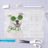 ウーフワードアートとクリスマスピットブルドッグ 薄葉紙 (クラフト)