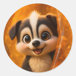 ウーフー サーフィー 可愛い かわいい 犬 アンバー ラウンドシール