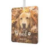 ウーフ |あなたの犬の写真とポープリント カーエアーフレッシュナー (左)