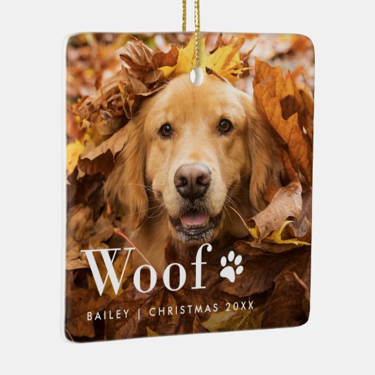 ウーフ |あなたの犬の写真とポープリント セラミックオーナメント (右)