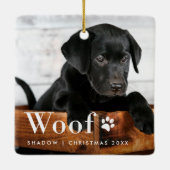 ウーフ |あなたの犬の写真とポープリント セラミックオーナメント (裏面)