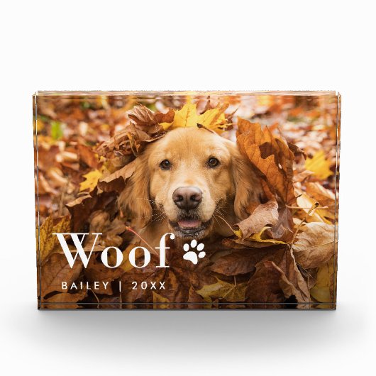 ウーフ |あなたの犬の写真とポープリント フォトブロック (正面)