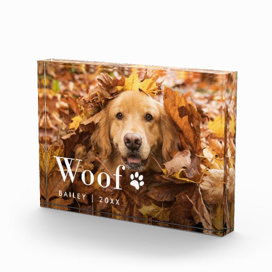 ウーフ |あなたの犬の写真とポープリント フォトブロック (右)