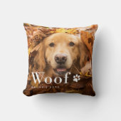 ウーフ |あなたの犬の写真と手の跡 クッション (正面)