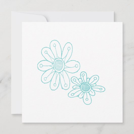 ウープシーデイジーフシンプルラワーズアクアブルー結婚ズ 招待状 (裏面)