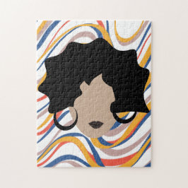 ウーマウェーブブラック美容師美しい顔 ジグソーパズル