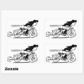 ウーマライディングバイクバイクもしくは自転車に乗る人チックアート 長方形シール (シート)