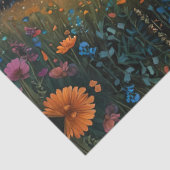 ウーマンアットサンライズフローラフィールドの上のマウンテンレイク 薄葉紙 (詳細)