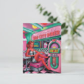 ウーマンアットシンシティレトロディナー漫画ブックスタイル ポストカード (スタンド正面)