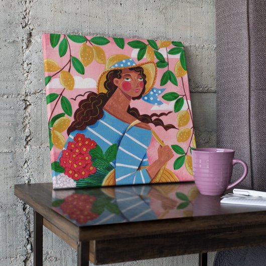 ウーマンイタリアンサマービーチ休暇 キャンバスプリント