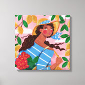 ウーマンイタリアンサマービーチ休暇 キャンバスプリント (正面)