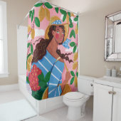 ウーマンイタリアンサマービーチ休暇 シャワーカーテン (インサイチュ)