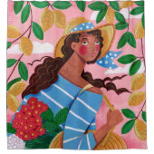 ウーマンイタリアンサマービーチ休暇 シャワーカーテン (正面)