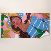 ウーマンイタリアンサマービーチ休暇 ビーチタオル (正面)